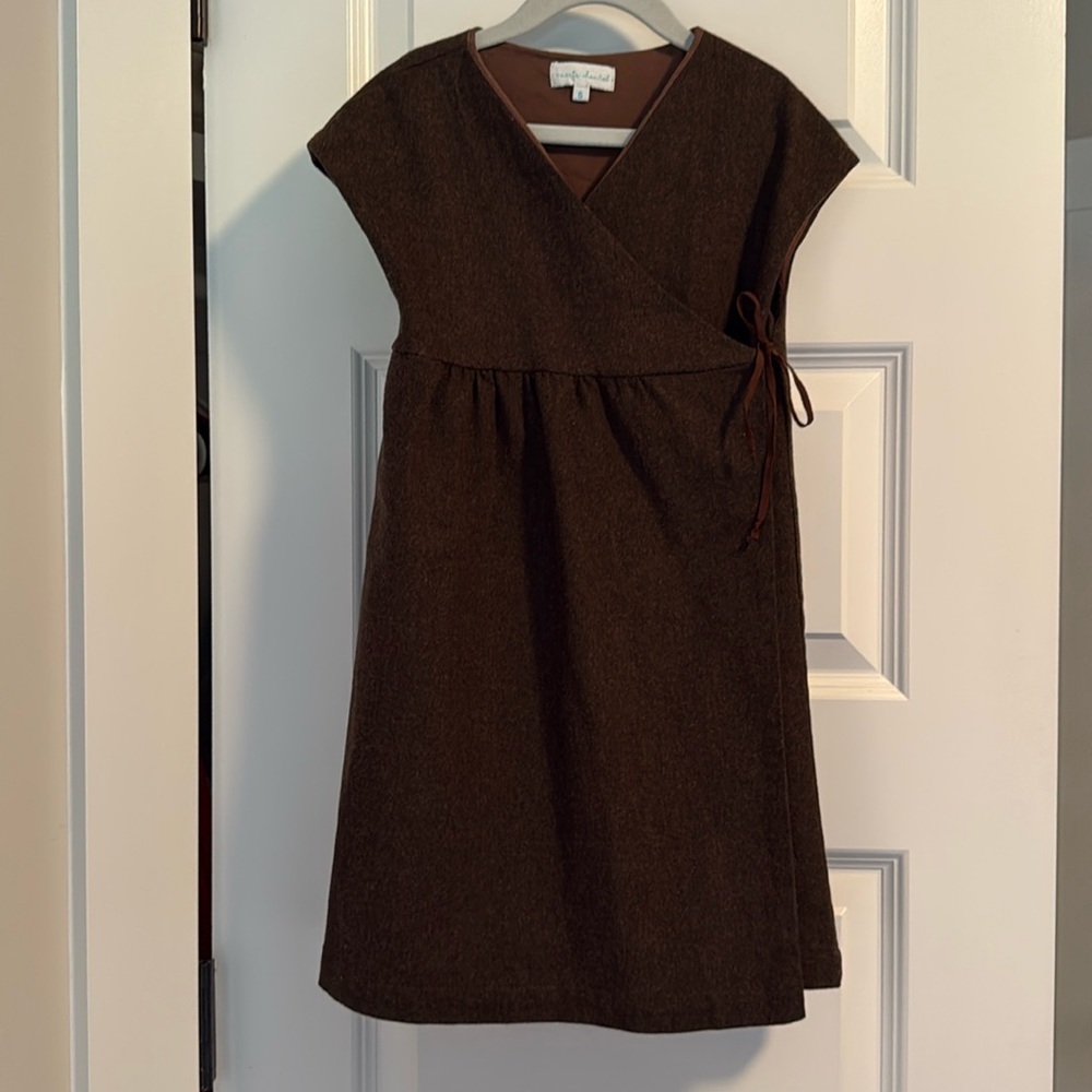 Marie Chantal Girls Brown Wool Wrap Dress